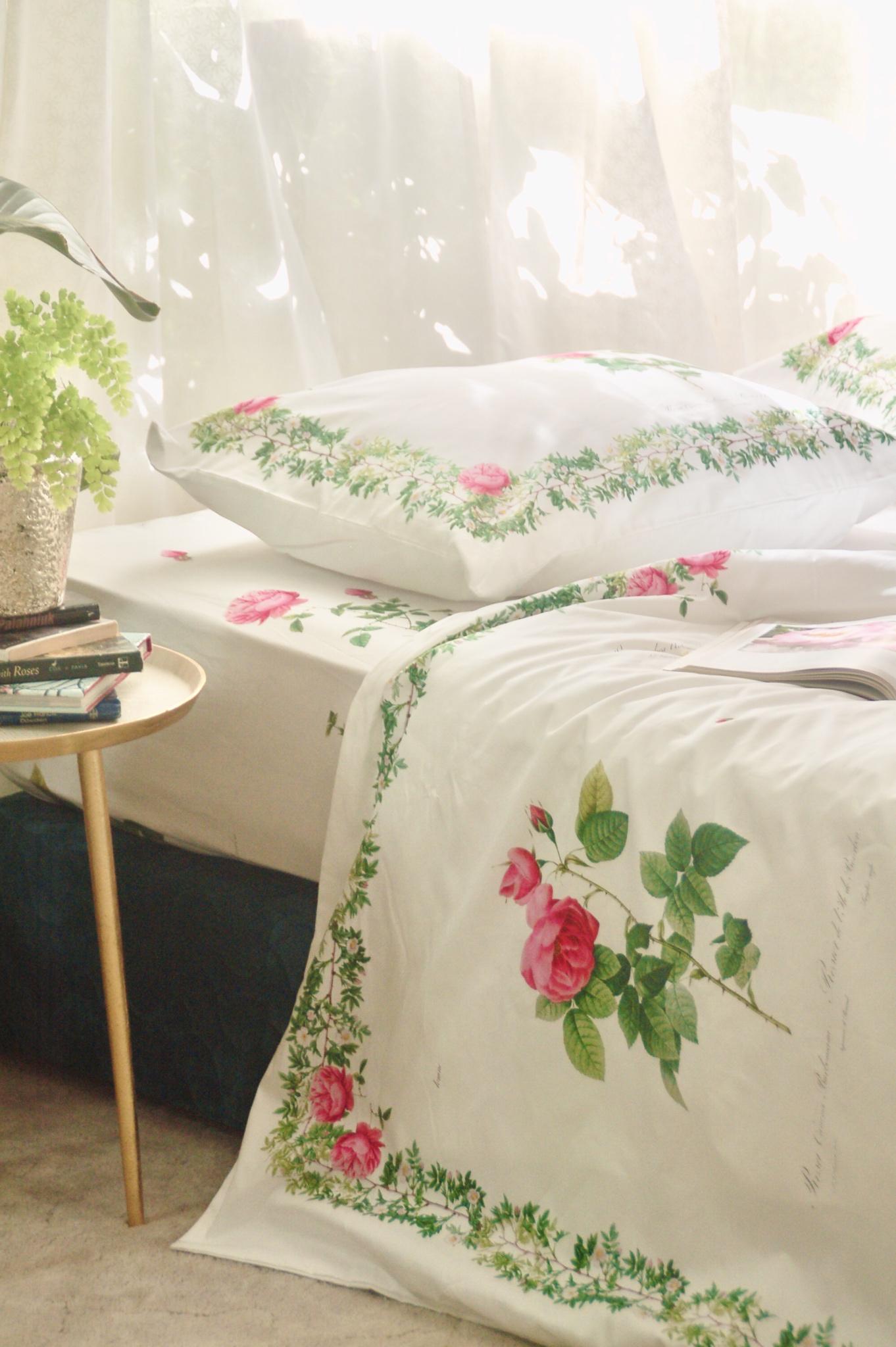 Vỏ Gối Nằm - Hoa Hồng Botanical Rose - Cotton Sateen