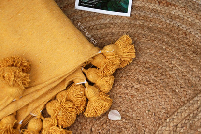 Chăn Sofa - Dệt Thủ Công Ma-rốc - Màu Cam Vàng 3m