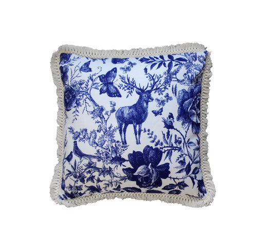 Rose Blue toile PILLOW - 45x45cm - Model No. 12