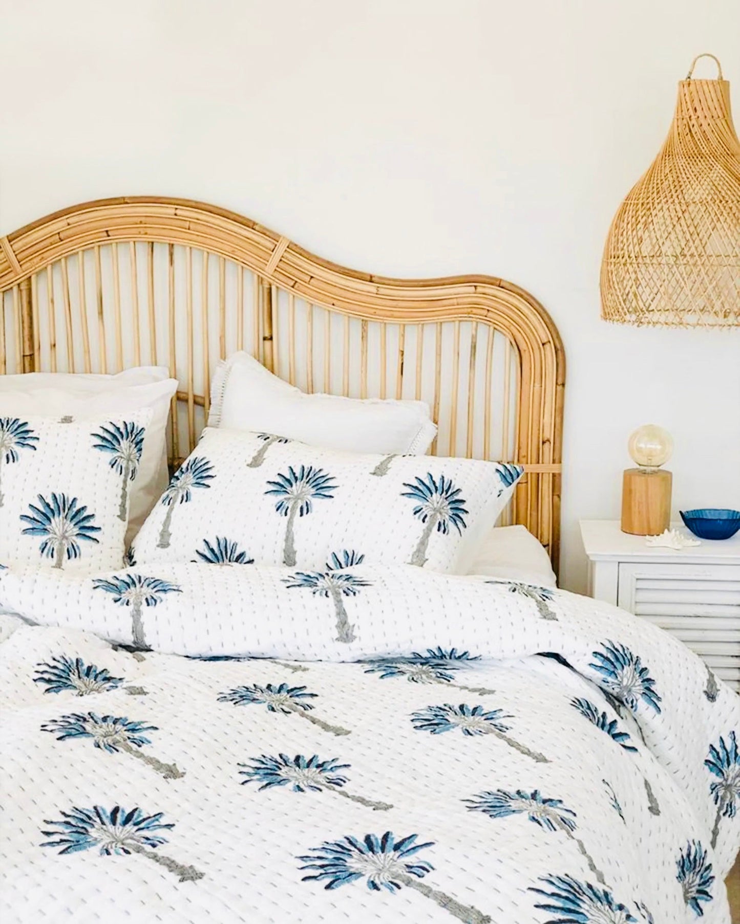 Bộ Chăn Hè Thu Cotton Ấn Độ Cây Cọ - Thủ Công - Hàng đặt