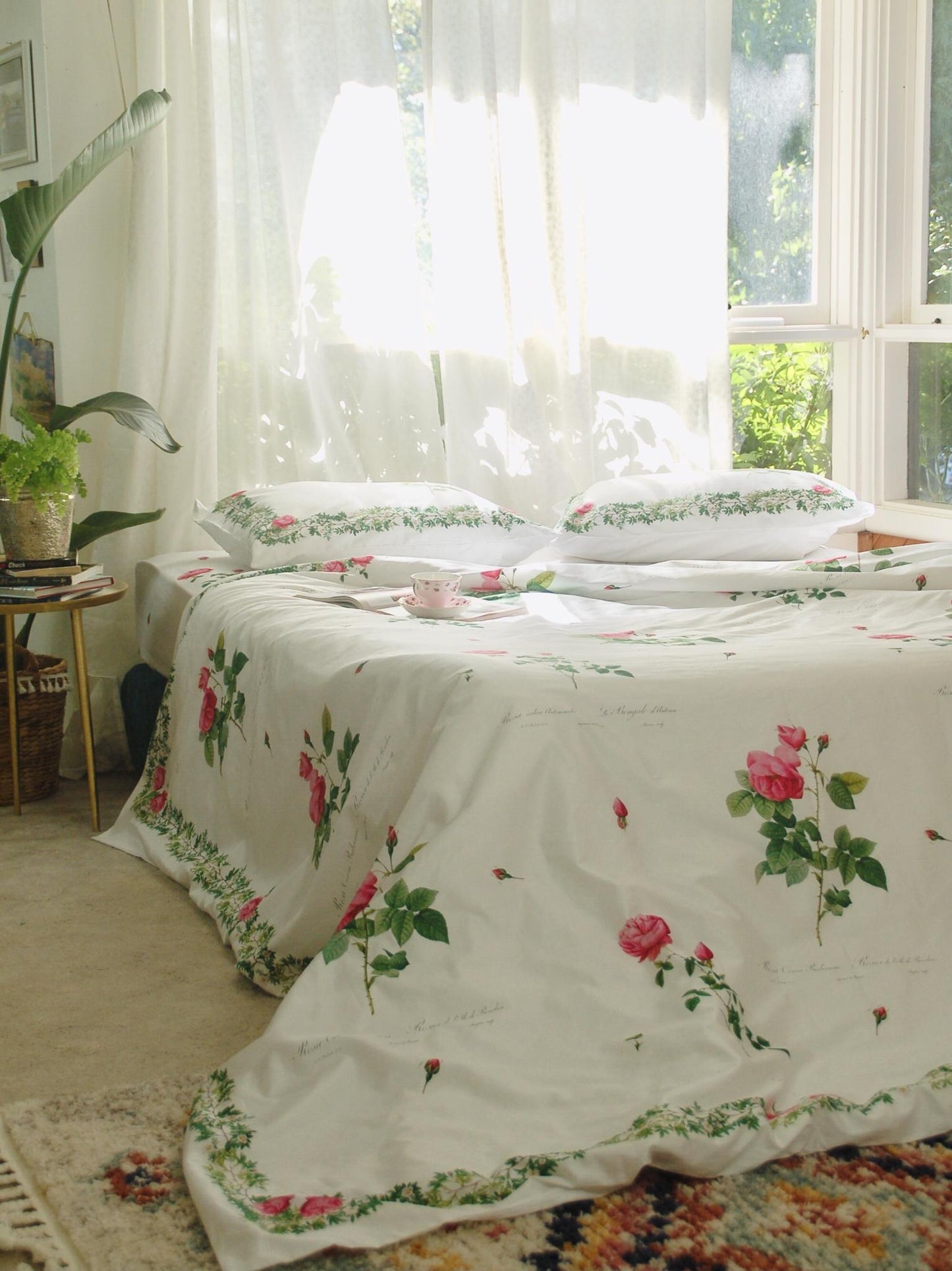 Ga Phủ -  Bộ Ga Gối & Vỏ Chăn  Hoa Hồng Botanical - Hàng đặt