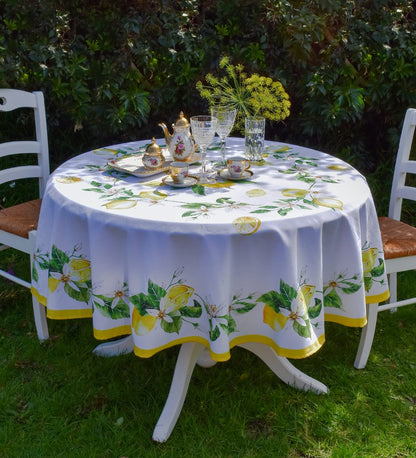 Khăn trải bàn phòng ăn cao cấp họa tiết hoa hồng Tuscany Lemon Rose