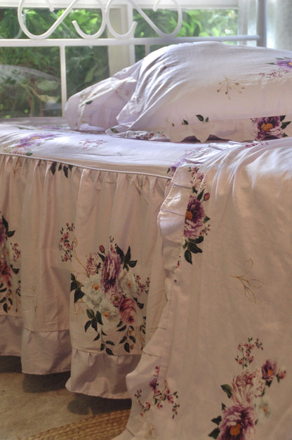Ga Phủ - Bộ Ga Gối Vỏ Chăn Hoa Hồng Tím Rose Peony