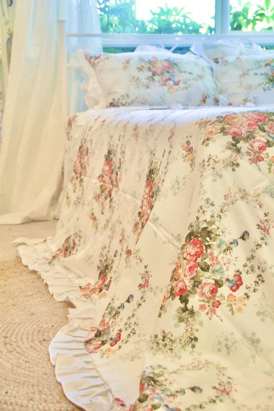 Bộ Vỏ Chăn Vỏ gối Hoa Hồng Victoria Blue