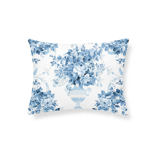 Pillow Case - Rose Blue Toile - Cotton Sateen