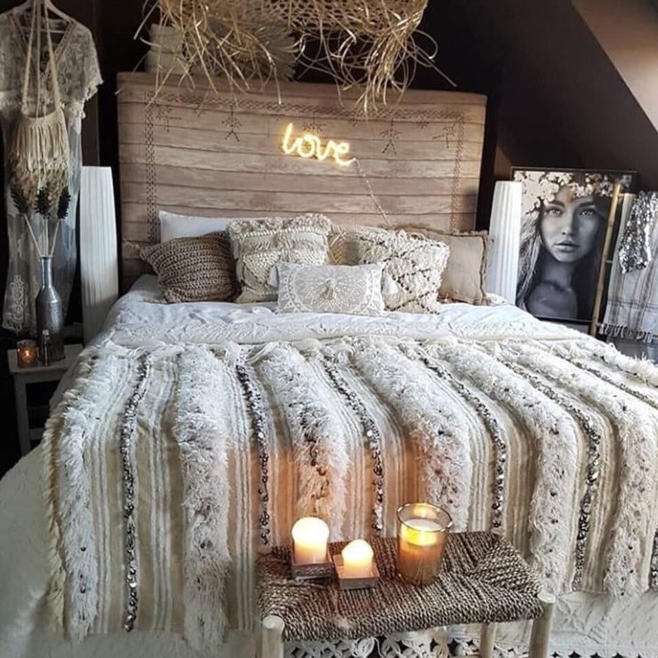 Moroccan Handwoven Wedding Blanket - Handira - Custom Made
