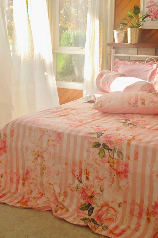 Ga Chun - Bộ Ga Gối Vỏ Chăn Hoa Hồng Peace Rose – La Vie en Rose Decor