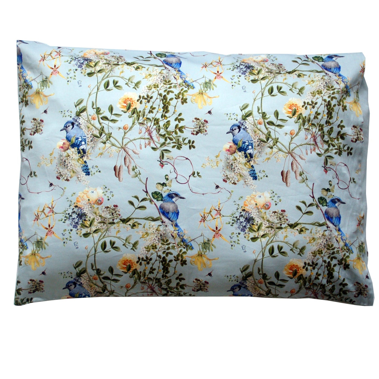 SET OF 02 PRINTED PILLOW CASES - GOLDEN CELEBRATION ROSES - COTTON SATEEN