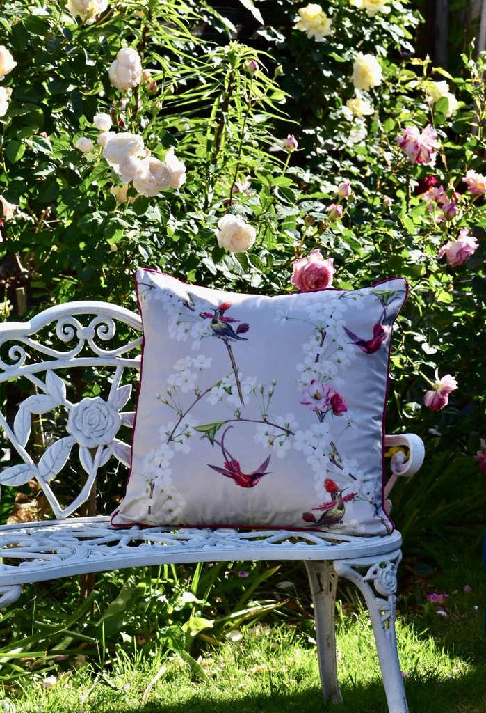 Chinoiserie Dutch Velvet Peach Blossom Bird PILLOW 45x45cm - model number 34