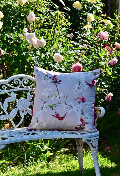 Chinoiserie Dutch Velvet Peach Blossom Bird PILLOW 45x45cm - model number 34