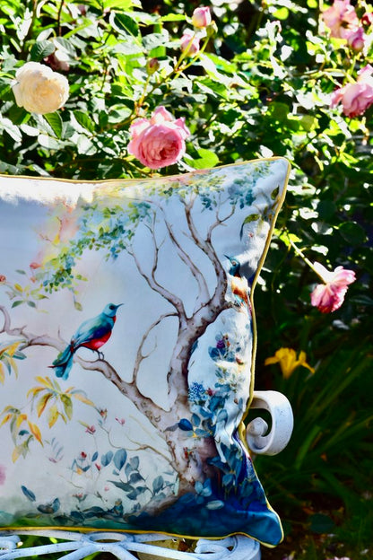 Spring Bird PILLOW Chinoiserie Dutch Velvet 45x45cm - model number 33