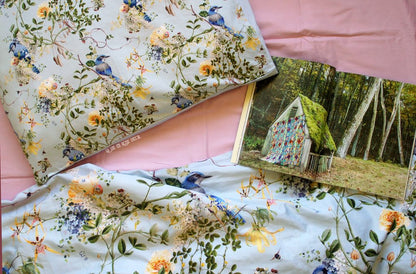 SET OF 02 PRINTED PILLOW CASES - GOLDEN CELEBRATION ROSES - COTTON SATEEN